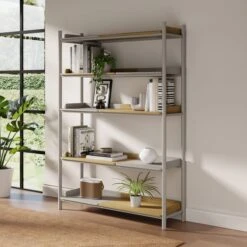 Halsey Tall Shelving Unit, Oak Effect -Dunelm 30878041 alt01