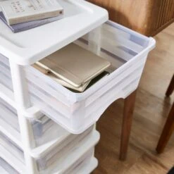 Plastic 4 Drawer Storage Tower Unit 33 Plastic 4 Drawer Storage Tower Unit -Dunelm 30882377 alt02