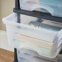 Plastic 4 Drawer Storage Tower Unit 29 Plastic 4 Drawer Storage Tower Unit -Dunelm 30882379 alt01