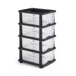 Plastic 4 Drawer Storage Tower Unit 30 Plastic 4 Drawer Storage Tower Unit -Dunelm 30882379 alt02