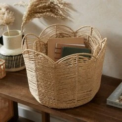 Set Of 2 Scalloped Paper Rope Baskets 8 Set Of 2 Scalloped Paper Rope Baskets -Dunelm 30882526 alt02
