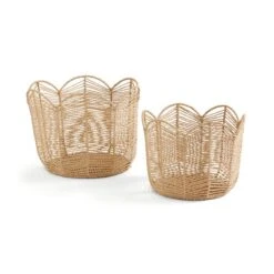 Set Of 2 Scalloped Paper Rope Baskets 9 Set Of 2 Scalloped Paper Rope Baskets -Dunelm 30882526 alt03