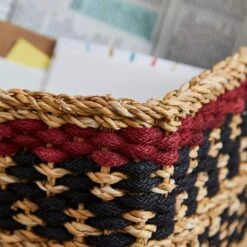 Seagrass Square Storage Basket Red 6 Seagrass Square Storage Basket Red -Dunelm 30887094 alt01