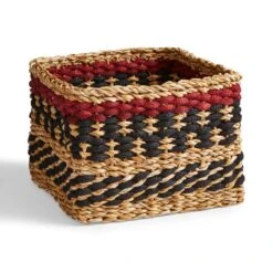Seagrass Square Storage Basket Red 7 Seagrass Square Storage Basket Red -Dunelm 30887094 alt02