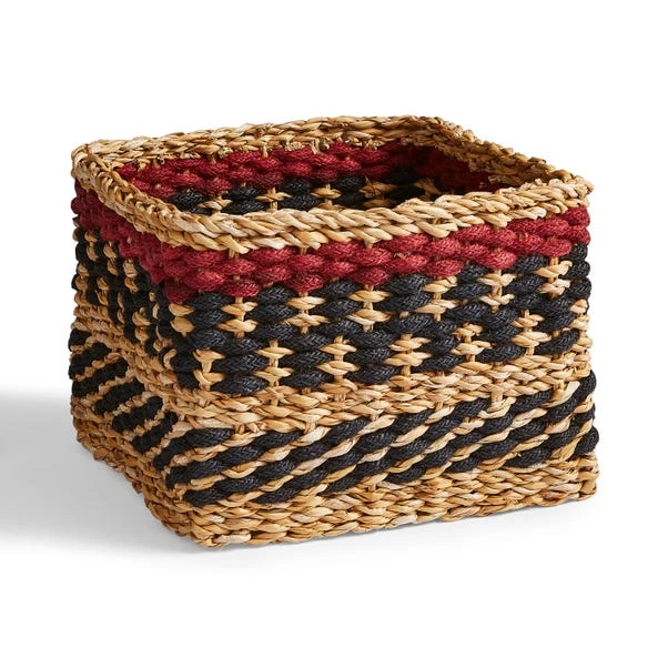 Seagrass Square Storage Basket Red 5 Seagrass Square Storage Basket Red - Image 3