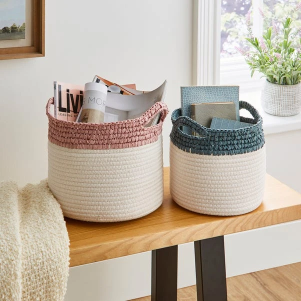 Set Of 2 Crochet Effect Storage Baskets 3 Set Of 2 Crochet Effect Storage Baskets