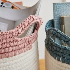 Set Of 2 Crochet Effect Storage Baskets 6 Set Of 2 Crochet Effect Storage Baskets -Dunelm 30890657 alt01