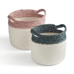 Set Of 2 Crochet Effect Storage Baskets 7 Set Of 2 Crochet Effect Storage Baskets -Dunelm 30890657 alt02