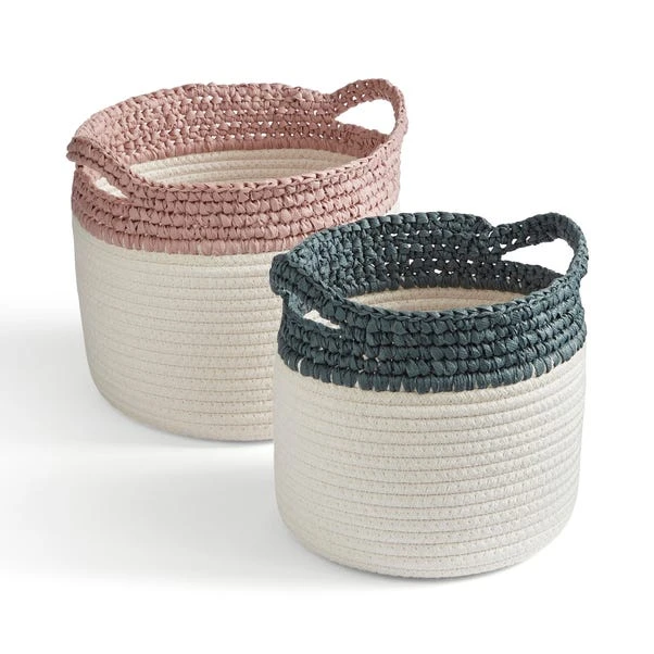 Set Of 2 Crochet Effect Storage Baskets 5 Set Of 2 Crochet Effect Storage Baskets - Image 3