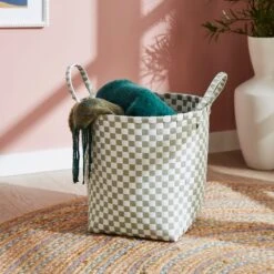 Checkered Plastic Storage Basket 14 Checkered Plastic Storage Basket -Dunelm 30890665