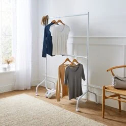 2 Tier Clothes Rail On Wheels 11 2 Tier Clothes Rail On Wheels -Dunelm 30891228