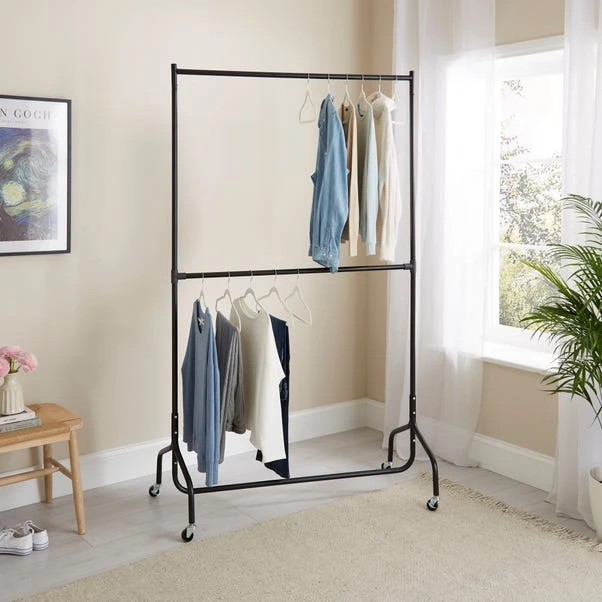 2 Tier Clothes Rail On Wheels 3 2 Tier Clothes Rail On Wheels