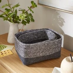 Set Of 3 Monochrome Industrial Baskets -Dunelm 30891246 alt02