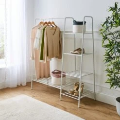 Multifunctional Metal Clothes Rail With Shelves 11 Multifunctional Metal Clothes Rail With Shelves -Dunelm 30891260