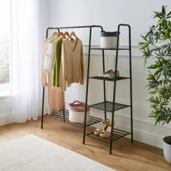 Multifunctional Metal Clothes Rail With Shelves