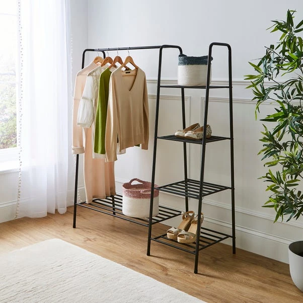 Multifunctional Metal Clothes Rail With Shelves 3 Multifunctional Metal Clothes Rail With Shelves