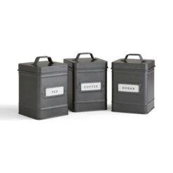 Set Of 3 Industrial Tea, Coffee And Sugar Canisters 7 Set Of 3 Industrial Tea, Coffee And Sugar Canisters -Dunelm 30891686 alt02