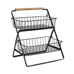 Black Wire 2 Tier Storage 7 Black Wire 2 Tier Storage -Dunelm 30891734 alt02