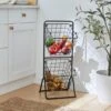 Black Wire 2 Tier Free Standing Baskets -Dunelm 30891736