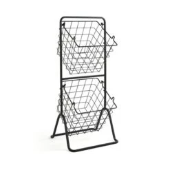 Black Wire 2 Tier Free Standing Baskets 7 Black Wire 2 Tier Free Standing Baskets -Dunelm 30891736 alt02