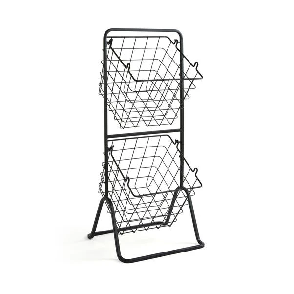 Black Wire 2 Tier Free Standing Baskets 5 Black Wire 2 Tier Free Standing Baskets - Image 3