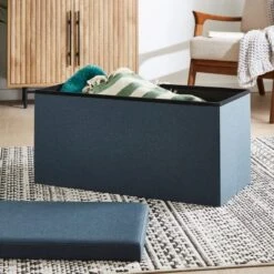 Faux Linen Rectangular Ottoman 31 Faux Linen Rectangular Ottoman -Dunelm 30893849 alt01