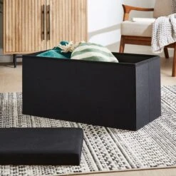 Faux Linen Rectangular Ottoman 27 Faux Linen Rectangular Ottoman -Dunelm 30893851 alt01