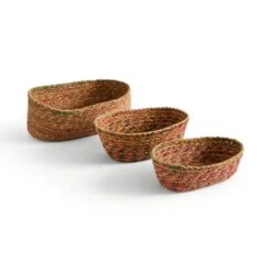 Set Of 3 Oval Multicoloured Seagrass Baskets 7 Set Of 3 Oval Multicoloured Seagrass Baskets -Dunelm 30919821 alt02