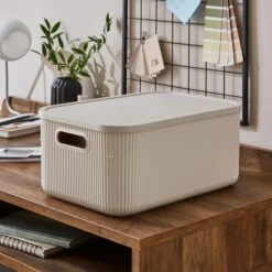 Ribbed Storage Box 9 Ribbed Storage Box -Dunelm 30919879