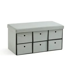 6 Drawer Faux Linen Foldable Ottoman 24 6 Drawer Faux Linen Foldable Ottoman -Dunelm 30920017 alt02