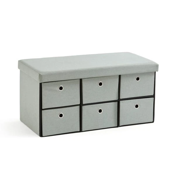 6 Drawer Faux Linen Foldable Ottoman 13 6 Drawer Faux Linen Foldable Ottoman - Image 11