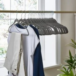 Set Of 25 Flocked Velvet Hangers 11 Set Of 25 Flocked Velvet Hangers -Dunelm 30920264