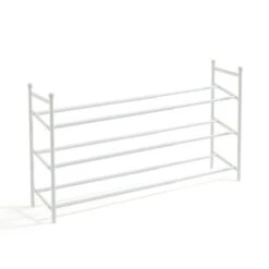 3 Tier White Extendable Shoe Rack 9 3 Tier White Extendable Shoe Rack -Dunelm 30920664 alt03