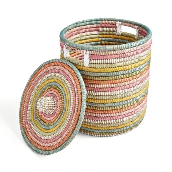 Rainbow Round Storage Basket With Lid 5 Rainbow Round Storage Basket With Lid - Image 3