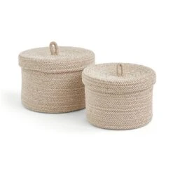 Jupiter Set Of 2 Woven Fabric Baskets With Lids -Dunelm 30921592 alt02