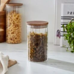 Acacia Ribbed Glass Jar 8 Acacia Ribbed Glass Jar -Dunelm 30925122