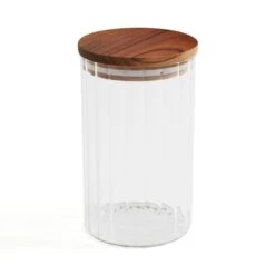 Acacia Ribbed Glass Jar 9 Acacia Ribbed Glass Jar -Dunelm 30925122 alt02