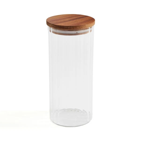 Acacia Ribbed Glass Jar 4 Acacia Ribbed Glass Jar - Image 2