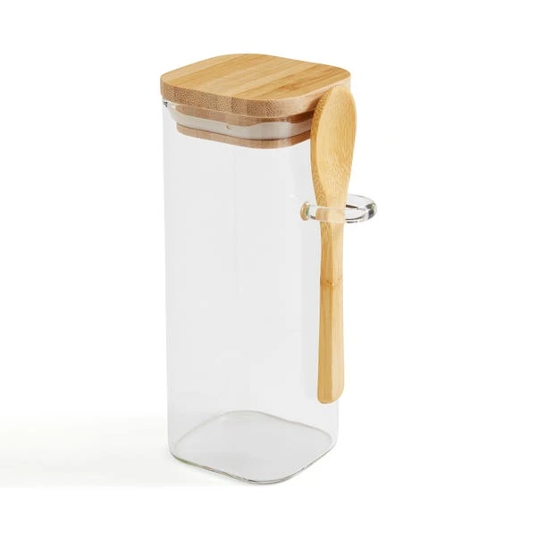 Glass Square Jar With Spoon 4 Glass Square Jar With Spoon - Image 2