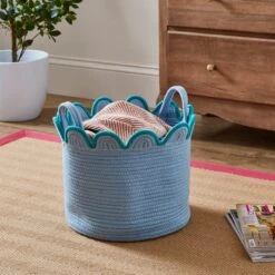 Large Scalloped Rope Basket 11 Large Scalloped Rope Basket -Dunelm 30925514