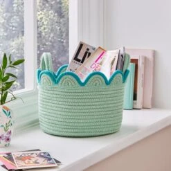 Small Scalloped Rope Basket 11 Small Scalloped Rope Basket -Dunelm 30925526