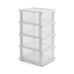 Plastic 4 Drawer Storage Tower Unit 24 Plastic 4 Drawer Storage Tower Unit -Dunelm 30926474 alt02
