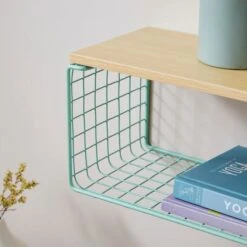 Turquoise Wire Wall Shelf 6 Turquoise Wire Wall Shelf -Dunelm 30926488 alt01