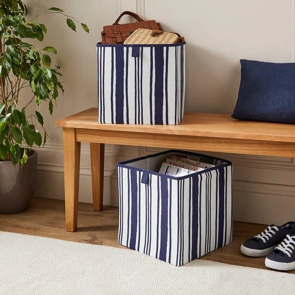 Set Of 2 Coastal Stripe Storage Cubes 6 Set Of 2 Coastal Stripe Storage Cubes - Image 4