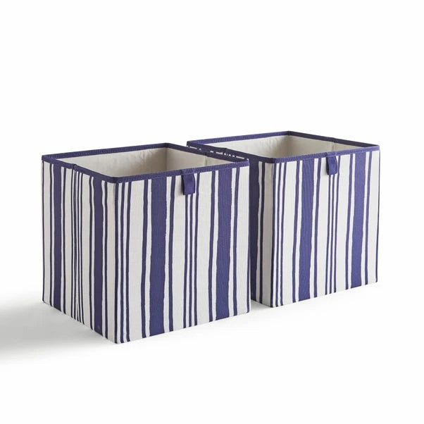 Set Of 2 Coastal Stripe Storage Cubes 8 Set Of 2 Coastal Stripe Storage Cubes - Image 6