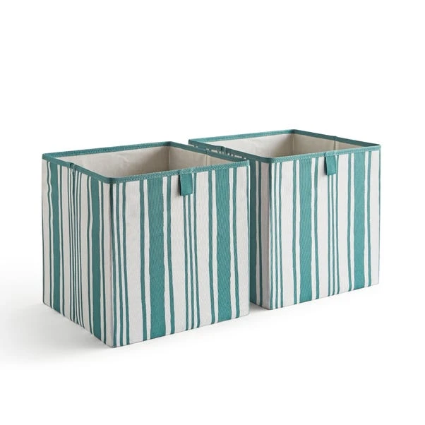 Set Of 2 Coastal Stripe Storage Cubes 5 Set Of 2 Coastal Stripe Storage Cubes - Image 3