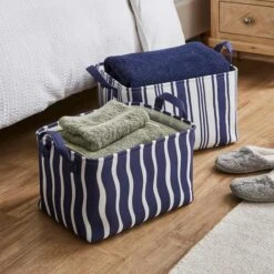 Set Of 2 Coastal Stripe Rectangular Storage Boxes 11 Set Of 2 Coastal Stripe Rectangular Storage Boxes -Dunelm 30926821