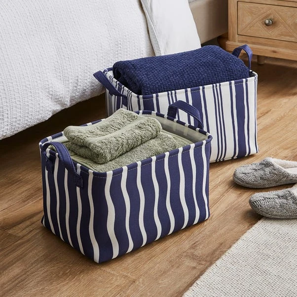 Set Of 2 Coastal Stripe Rectangular Storage Boxes 6 Set Of 2 Coastal Stripe Rectangular Storage Boxes - Image 4
