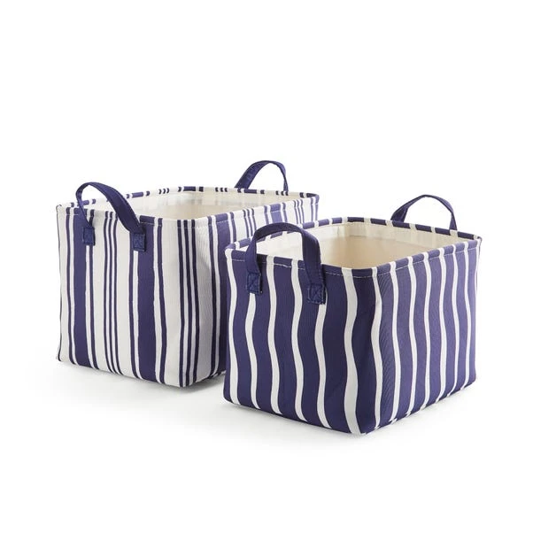 Set Of 2 Coastal Stripe Rectangular Storage Boxes 8 Set Of 2 Coastal Stripe Rectangular Storage Boxes - Image 6