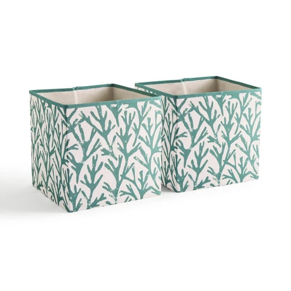 Set Of 2 Coastal Coral Storage Cubes 5 Set Of 2 Coastal Coral Storage Cubes - Image 3